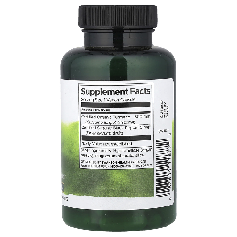 Swanson Vitamins, куркума и черный перец, 90 веганских капсул