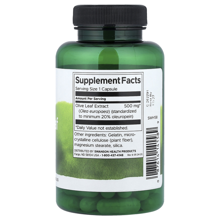 Swanson Vitamins, Экстракт оливковых листьев, 500 мг, 60 капсул