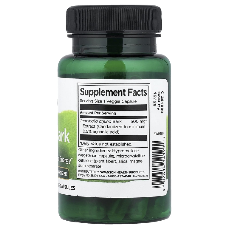 Swanson Vitamins, Кора арджуны, стандартизированный, 500 мг, 60 растительных капсул (Товар снят с продажи) 