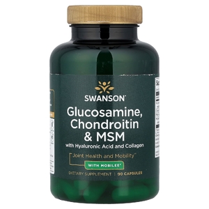 Swanson Vitamins, Глюкозамин, хондроитин и МСМ с гиалуроновой кислотой и коллагеном, 90 капсул