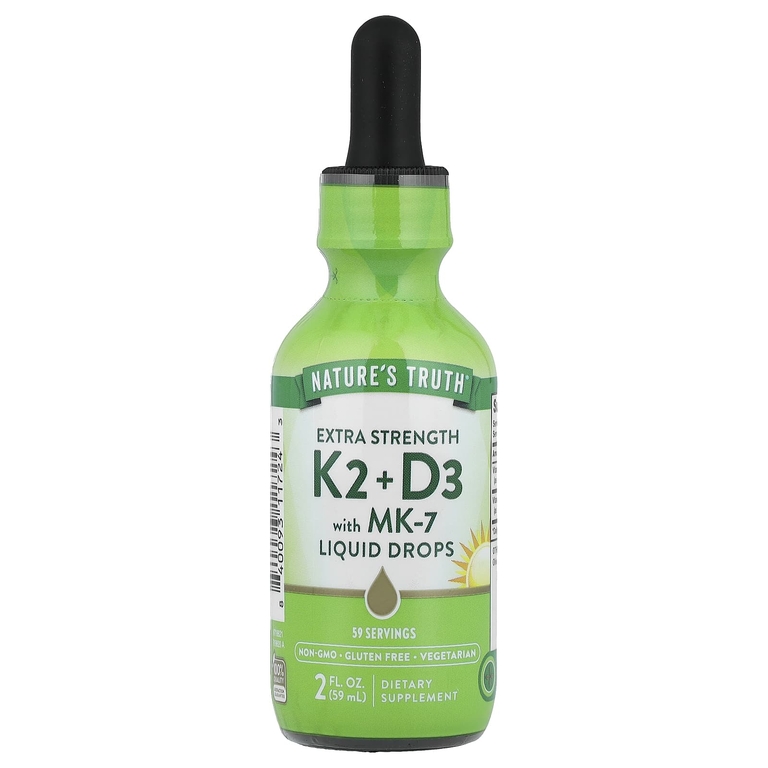 Nature's Truth, K2 и D3 с MK-7 в виде капель, 59 мл (2 жидк. унции)