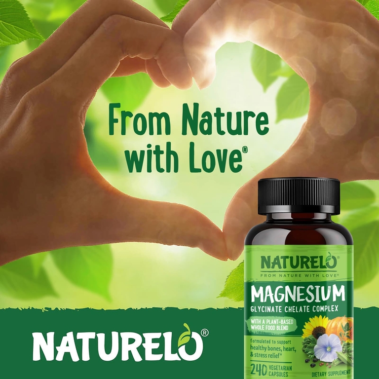 NATURELO, Комплекс глицината магния и хелата, 240 вегетарианских капсул