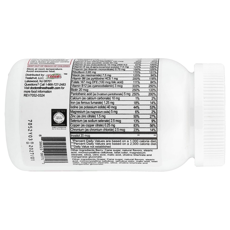 Doctor's Finest, добавка с мультивитаминами и минералами для детей, с железом, со вкусом винограда и ягод, 150 жевательных таблеток
