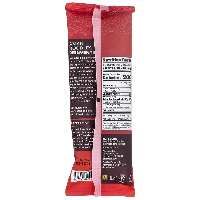 Lotus Foods, Лапша из гречки и коричневого риса соба, 227 г (8 унций)