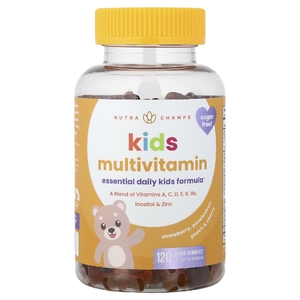 NutraChamps, мультивитамины для детей, со вкусом клубники, маракуйи, персика и вишни, 120 веганских жевательных таблеток