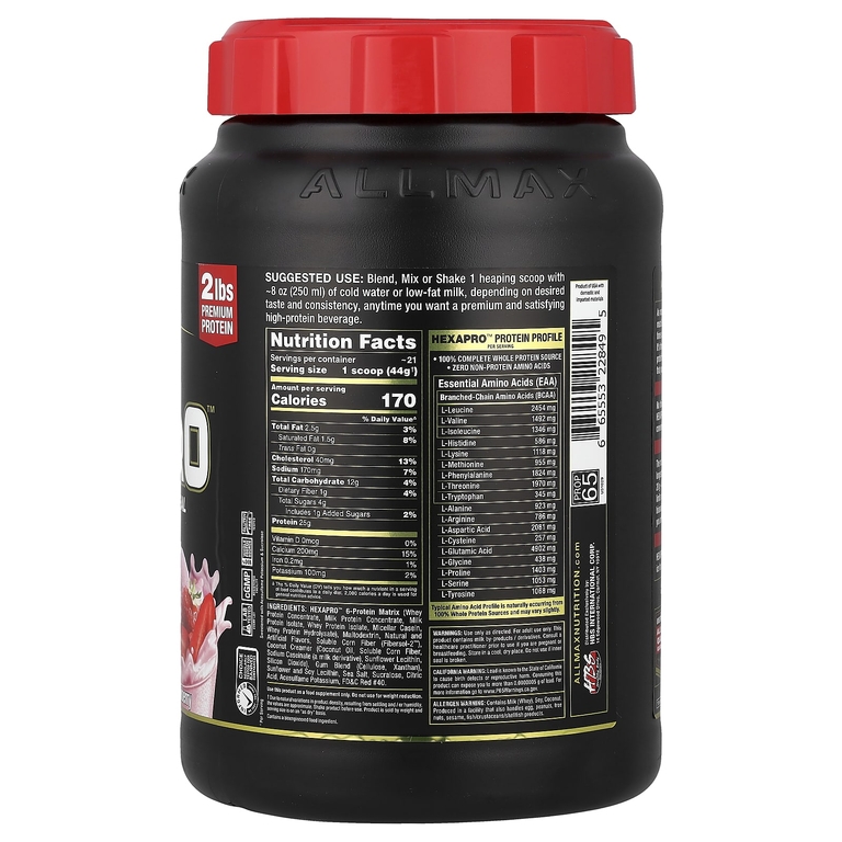 ALLMAX, Hexapro™, высокопротеиновая нежирная мука, со вкусом клубники, 907 г (2 фунта) (Товар снят с продажи) 