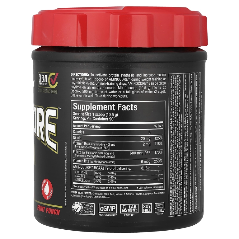 ALLMAX, AMINOCORE™ BCAA, со вкусом фруктового пунша, 945 г (2,1 фунта)