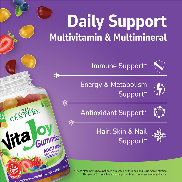 21st Century, VitaJoy®, мультивитамины для взрослых, со вкусом фруктов, 75 жевательных конфет