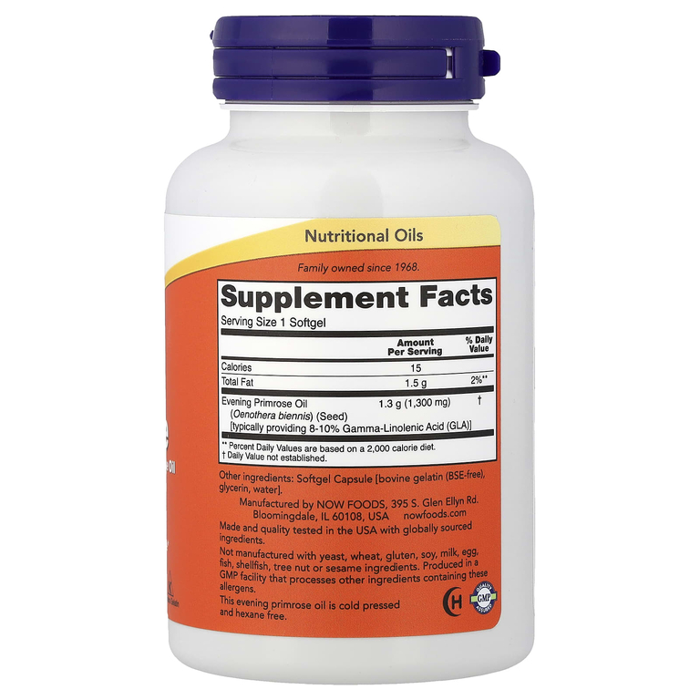 NOW Foods, Super Primrose, примула, 60 капсул