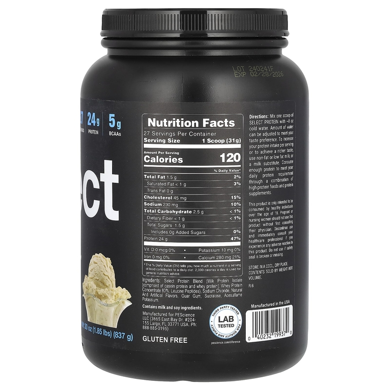 PEScience, Select Protein, изысканная ваниль, 837 г (1,85 фунта)