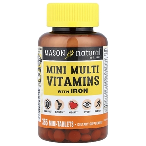 Mason Natural, Мультивитамины с железом, 365 мини-таблеток