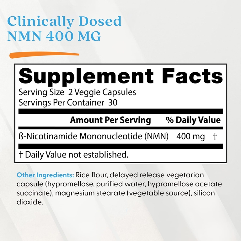 Doctor's Best, NMN, 60 капсул с отсроченным высвобождением (200 мг в 1 капсуле)