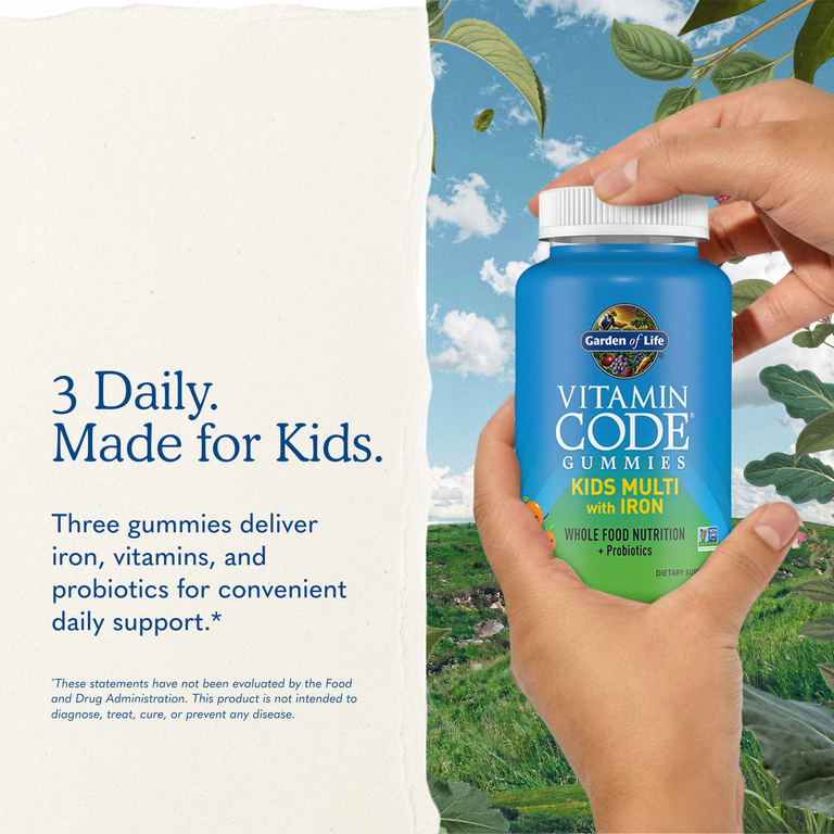 Garden of Life, Vitamin Code®, мультивитамины с железом для детей, со вкусом апельсина, 90 жевательных таблеток
