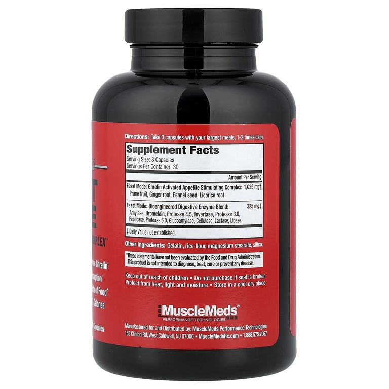 MuscleMeds, Feast Mode, комплекс для стимуляции аппетита, 90 капсул