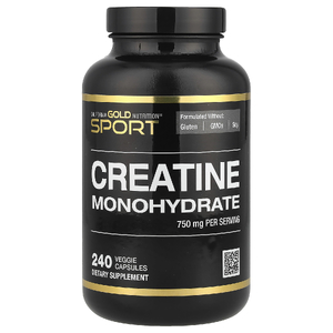California Gold Nutrition, Sport, чистый моногидрат креатина, без вкусовых добавок, 750 мг, 240 растительных капсул