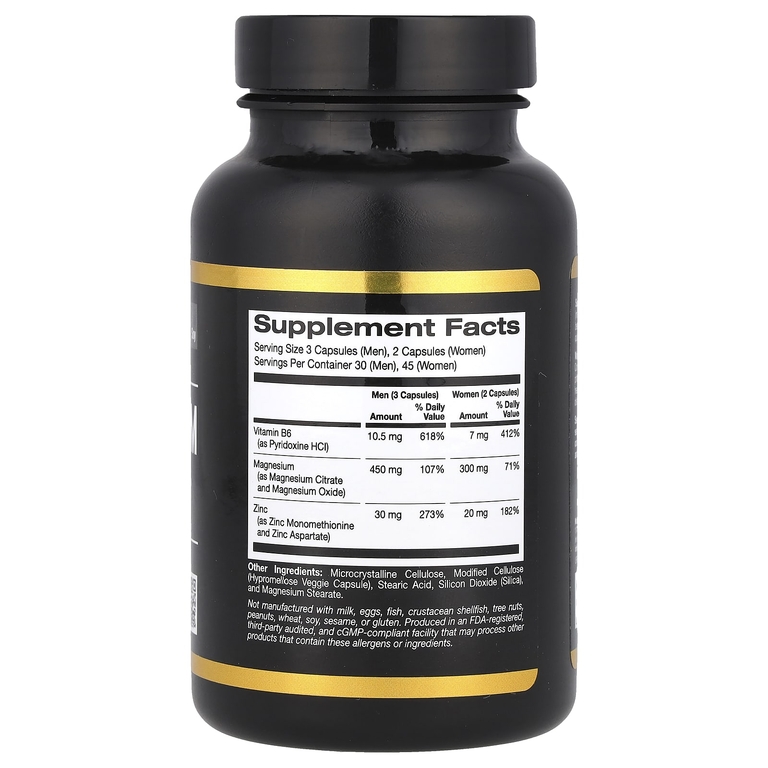 California Gold Nutrition, Sport, цинк, магний и витамин B6, 90 растительных капсул
