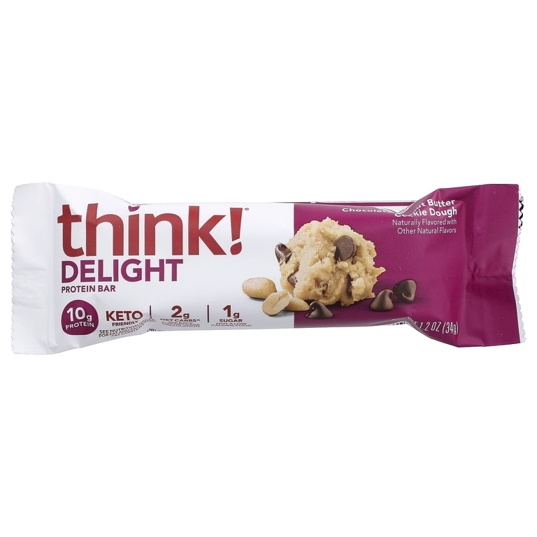 think!, Delight протеиновый батончик, печенье с шоколадом и арахисовой пастой, 5 шт. по 34 г (1,2 унции)