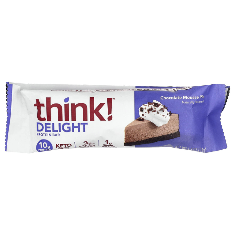 think!, Delight Protein Bar, протеиновый батончик, шоколадный муссовый торт, 5 шт. по 34 г (1,2 унции)