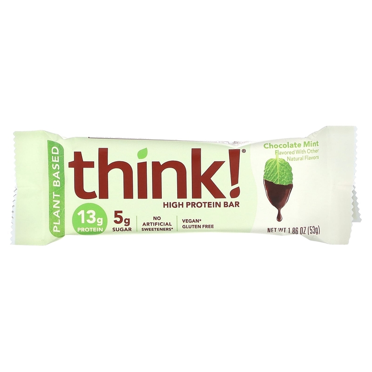 think!, батончики с высоким содержанием растительного протеина, со вкусом шоколада и мяты, 10 батончиков по 53 г (1,86 унции) (Товар снят с продажи) 