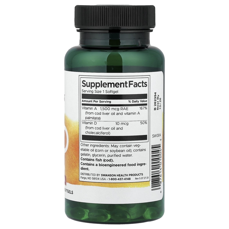 Swanson Vitamins, витамины A и D, 250 мягких таблеток