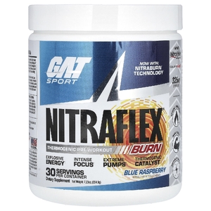 GAT, Sport, NITRAFLEX Burn, голубая малина, 204,9 г (7,23 унции)