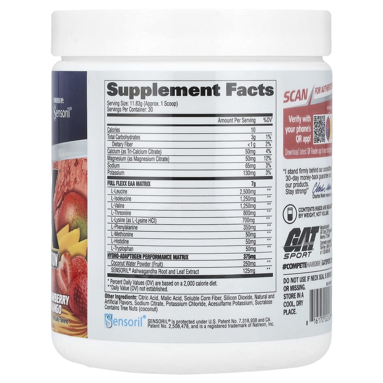 GAT, Flexx EAA + Hydration, клубника и манго, 354,9 г (12,5 унции) (Товар снят с продажи) 