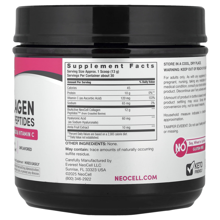 NeoCell, улучшенные пептиды коллагена, с нейтральным вкусом, 390 г (13,7 унции)