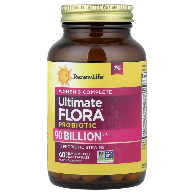 Renew Life, комплекс для женщин, пробиотик Ultimate Flora™, 90 млрд КОЕ, 60 веганских капсул с отсроченным высвобождением
