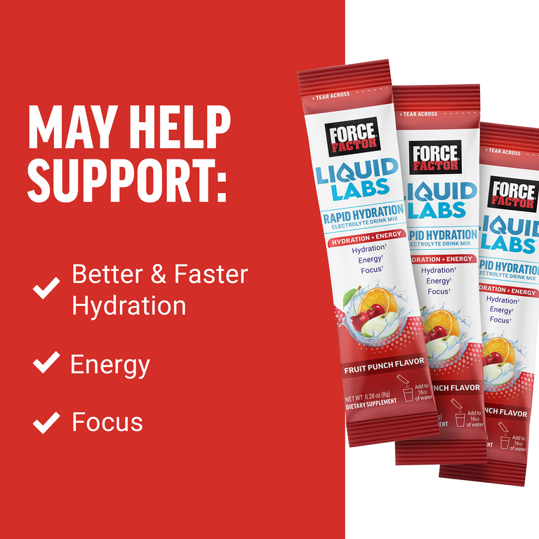 Force Factor, Liquid Labs, Energy, фруктовый пунш, 20 пакетиков по 8 г (0,28 унции) (Товар снят с продажи) 