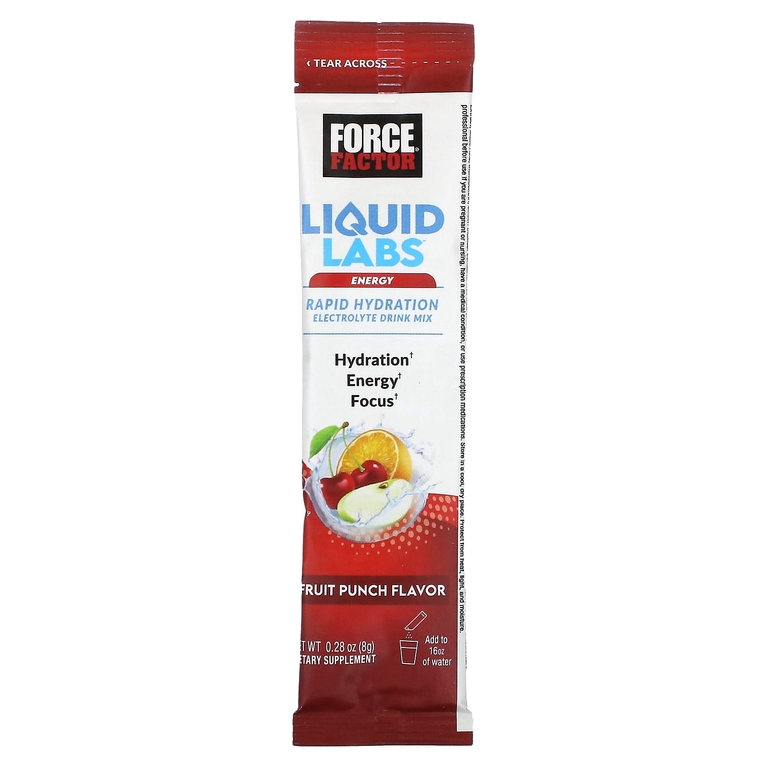 Force Factor, Liquid Labs, Energy, фруктовый пунш, 20 пакетиков по 8 г (0,28 унции) (Товар снят с продажи) 