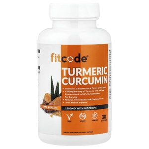 fitcode, куркумин из куркумы, 90 растительных капсул