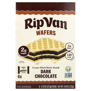 Rip Van Wafels, вафли с кремовой начинкой, темный шоколад, 6 упаковок по 22 г (0,78 унции)