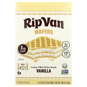 Rip Van Wafels, вафельный снек с вафельным наполнением, 6 пакетиков, 22 г каждая (Товар снят с продажи) 
