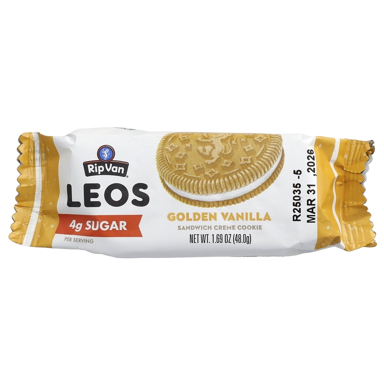 Rip Van Wafels, Leos, печенье с бутербродом, золотистая ваниль, 4 упаковки по 48 г (1,69 унции) (Товар снят с продажи) 