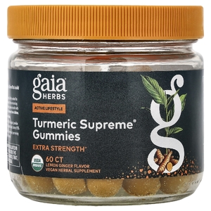 Gaia Herbs, Turmeric Supreme®, со вкусом лимона и имбиря, 60 жевательных таблеток