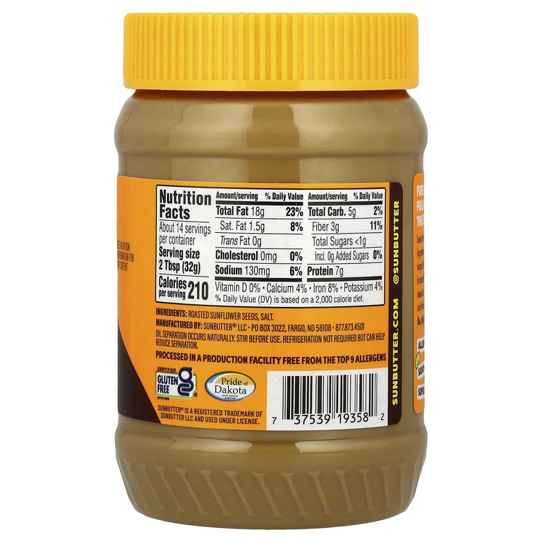 SunButter, Подсолнечное масло, без сахара, 454 г (16 унций) (Товар снят с продажи) 
