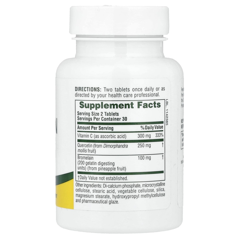 NaturesPlus, Quercetin Plus® с бромелаином и витамином C, 60 таблеток