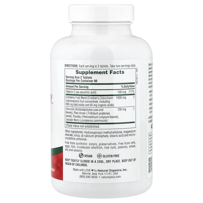 NaturesPlus, Ultra Cranberry™  с витамином C, длительное высвобождение, 180 таблеток
