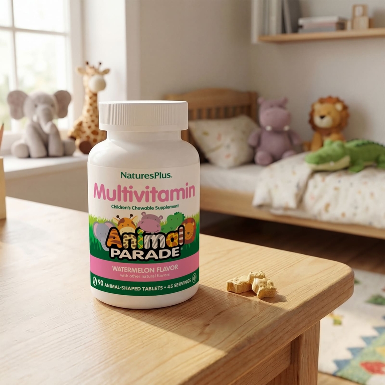 NaturesPlus, Animal Parade®, жевательные мультивитамины для детей, со вкусом арбуза, 90 таблеток в форме животных