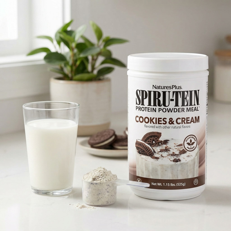 NaturesPlus, Spiru-Tein®, протеиновый порошок, печенье и сливки, 525 г (1,15 фунта)