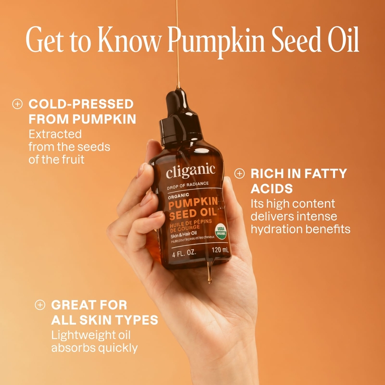 Cliganic, Drop of Radiance™ органическое масло из семян тыквы, 120 мл