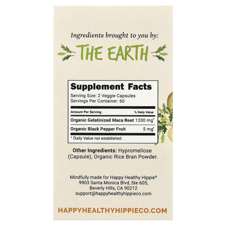Happy Healthy Hippie, мака, 120 вегетарианских капсул (Товар снят с продажи) 