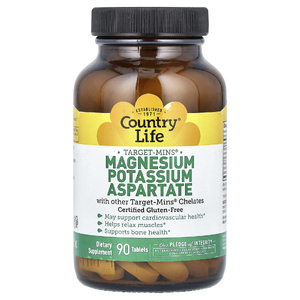 Country Life, Target-Mins®, магний, калий, аспартат, 90 таблеток