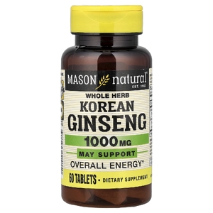 Mason Natural, корейский женьшень из цельного растения, 60 таблеток