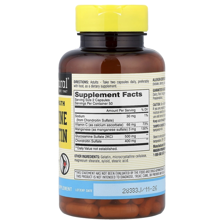 Mason Natural, глюкозамин и хондроитин, 100 капсул (Товар снят с продажи) 