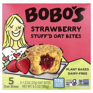 Bobo's Oat Bars, Овсяные кусочки с начинкой, клубника, 5 кусочков, по 37 г (1,3 унции)