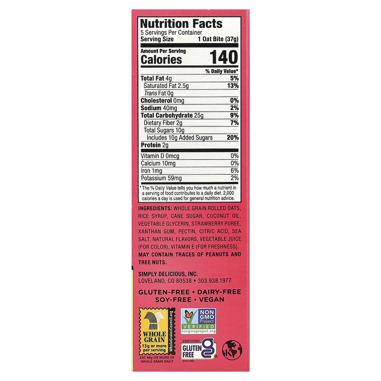 Bobo's Oat Bars, Овсяные кусочки с начинкой, клубника, 5 кусочков, по 37 г (1,3 унции) (Товар снят с продажи) 