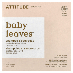 ATTITUDE, Baby Leaves™, шампунь и мыло для тела, без запаха, 85 г (3 унции) (Товар снят с продажи) 