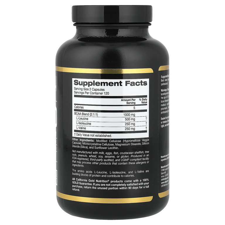 California Gold Nutrition, Sport, микронизированные BCAA, аминокислоты с разветвлённой цепью, 240 растительных капсул