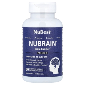 NuBest, Nubrain, добавка для мозга, 60 вегетарианских капсул